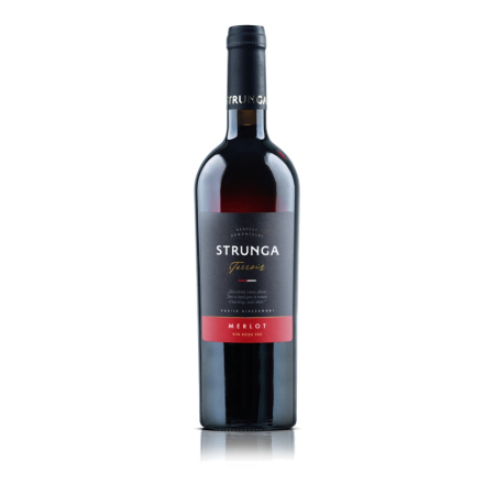 Vin Rosu - Vin rosu sec Crama Strunga Merlot, 0.75L, Iasi, Romania