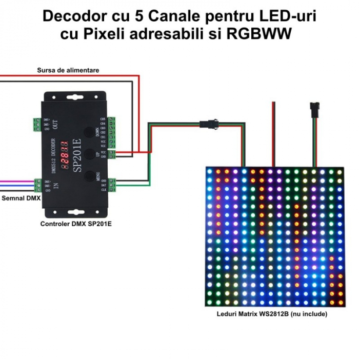 CONTROLER DMX512 ADRESABIL PIXEL LED SP201E [2]