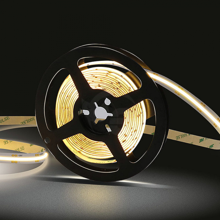 Banda LED COB 480LED/M • 24V • 10W • 6000K • IP66 • 1050lm • Cri90 • 8mm 2oz Versiune PRO [4]