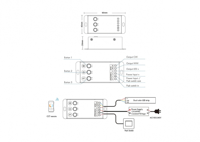 Controler LED - CCT - 12-24V DC 2x10A - V2-C [2]