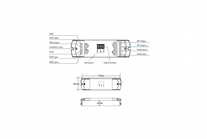 Controler LED DMX512 - 1 canal - 12-24V DC 15A - Decodor DMX - D1-L [3]
