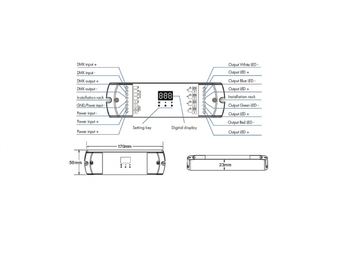 Controler LED DMX512 - 4 canale - 12-24V DC 4x5A - Decodor DMX - D4-L [3]