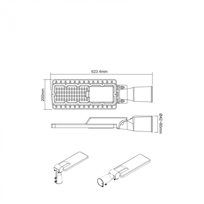 Corp de iluminat stradal LED 120W 16800LM 4000K 150x75° CLASA I 230V AC IP66 [2]