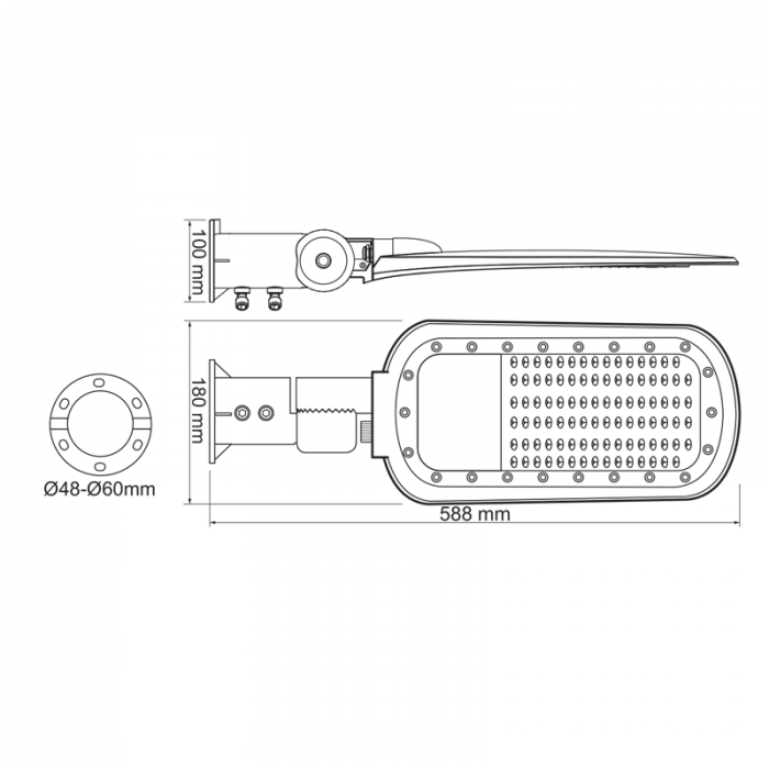 Corp De Iluminat Stradal LED 60W 8400LM 4000K 140x90˚ clasa I 230V AC IP66 [3]