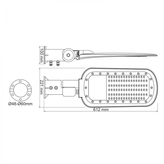 Corp De Iluminat Stradal LED 100W 14000LM 4000K 140x90˚ clasa I 230V AC IP66 [3]