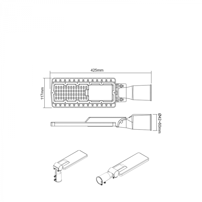 Corp de iluminat stradal LED 30W 4200LM 4000K 150x75° CLASA II 230V AC IP66 [2]