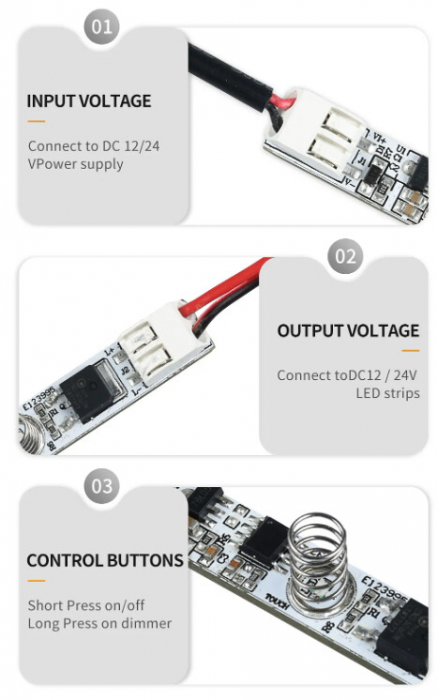 Comutator profil tactil 12-24V DC 6A reglabil fara lipire [7]
