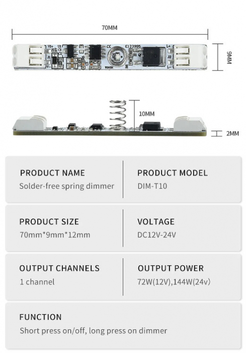 Comutator profil tactil 12-24V DC 6A reglabil fara lipire [4]