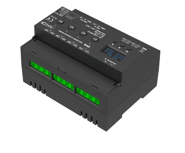 Intrerupător de iluminat 230VAC (DALI/DMX512) - 4 canale 3680W - DIN OLED - DH4 [2]