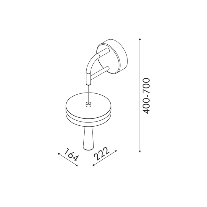 Lampă De Perete Asiatică Gold Aluminium Led Smd 11w Cct 715lm Ip20 164x222x400-700mm [3]