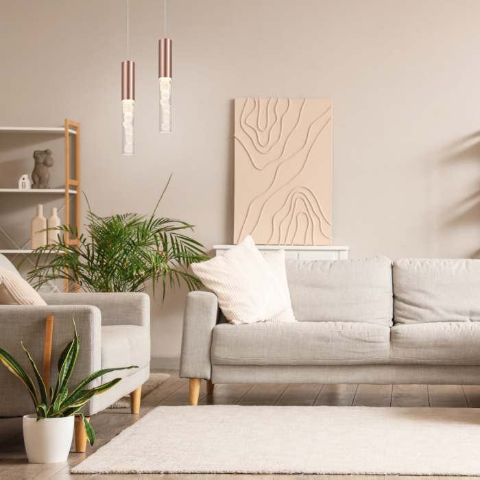 Lampă Suspendantă Oasis Bronz Din Aluminiu Led Cob 7w Cct 350lm Ip20 50x50x1500mm [2]