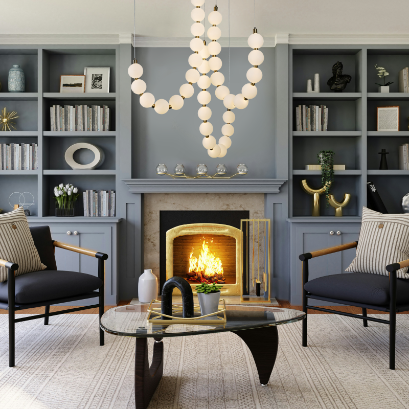 LAMPĂ SUSPENDATĂ LED 54W 4000LM 3000K IP20 AURIU ALUMINIU + ACRILIC [2]