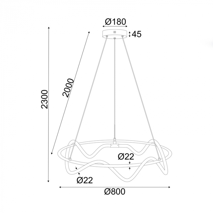 Lampa Suspendata LED 60W 3000K 3400LM W negru metal IP20 D80XH230CM [3]