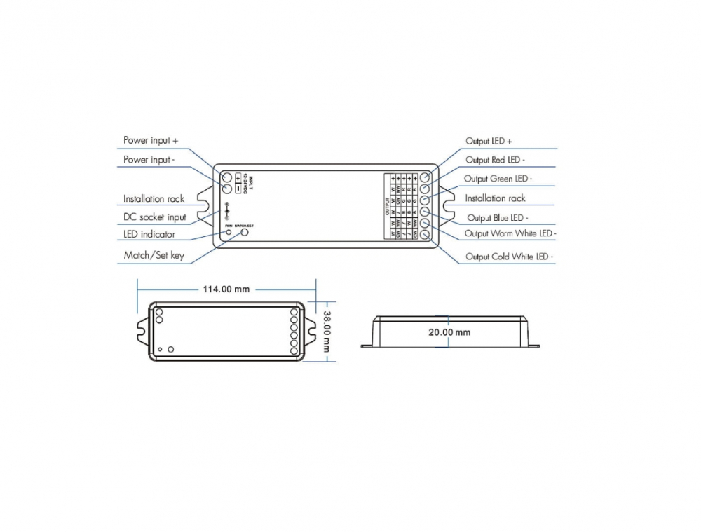 LED Controler 5in1 (WiFi) - Mono /CCT /RGB /RGB+CCT - 12-24V DC 15A - Alexa Tuya - WT5 [3]