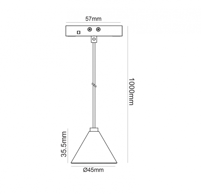 Mini corp de iluminat suspendat magnetic negru 24V DC 2W 3000K 160LM 36° RA90 5 ANI Φ45*35,5(1000)ΜΜ [2]