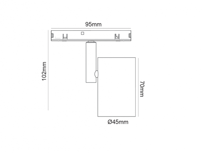 Mini spot magnetic negru 24V DC 9W 3000K 840LM 38° RA90 5 ANI Φ45*70(102)ΜΜ [2]