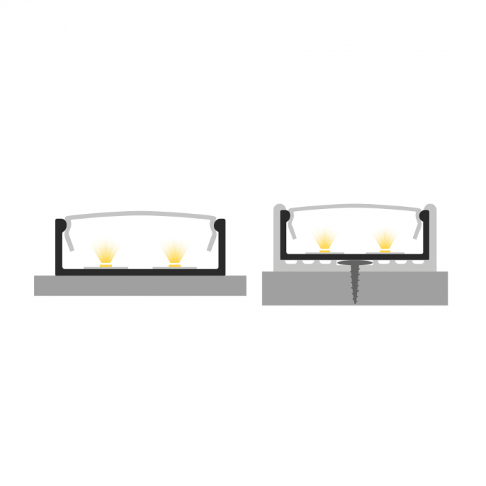 Profil Aluminiu LED argint anodizat P13-1 Dispersor opal 2M [4]