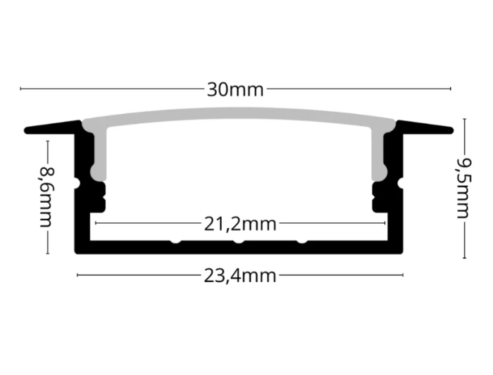 Profil Aluminiu LED argint anodizat LP303 Dispersor opal 2M [2]