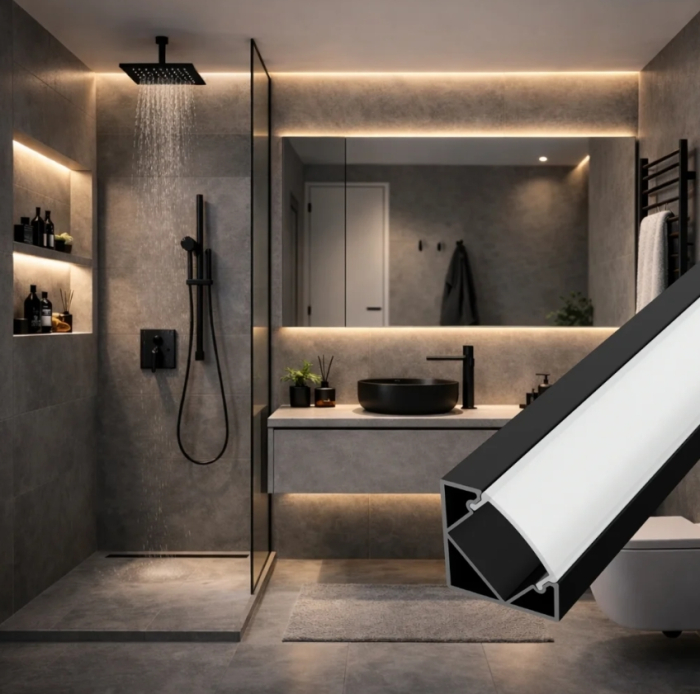 Profil Aluminiu LED negru P201 Dispersor opal 2M [4]