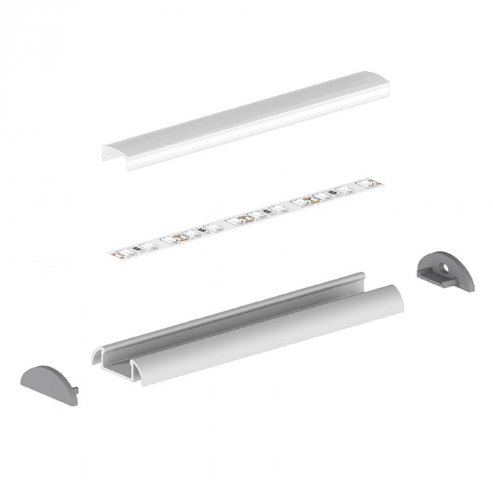 Profil Aluminiu LED argint anodizat P2-1 Dispersor opal 2M [5]