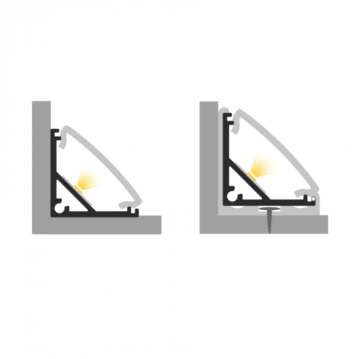 Profil Aluminiu LED negru P3-2 Dispersor opal 2M [3]