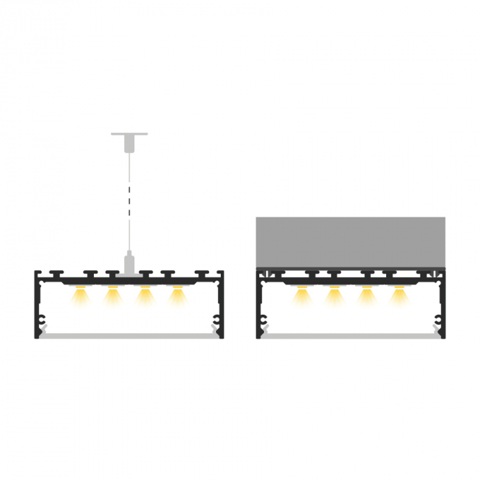 Profil Aluminiu LED 2M negru P27-3 [3]