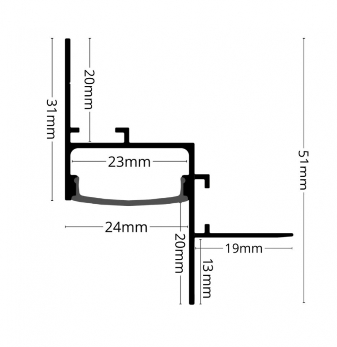 Profil LED Aluminiu Alb Incastrabil SHADOW GAP [2]