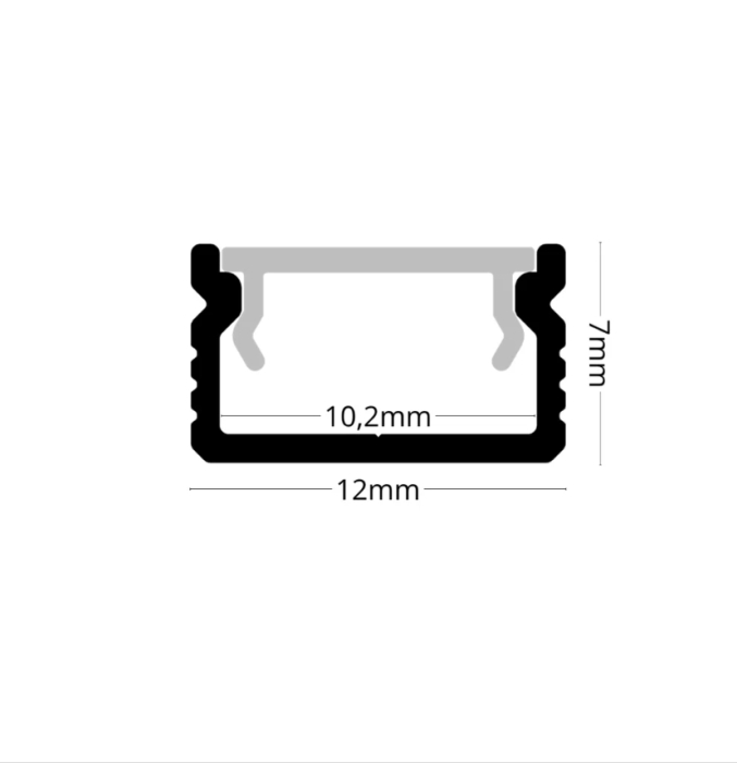 Profil LED aluminiu LP131B Negru, aplicat, 12×7 mm, + Dispersor Opal 2M [6]