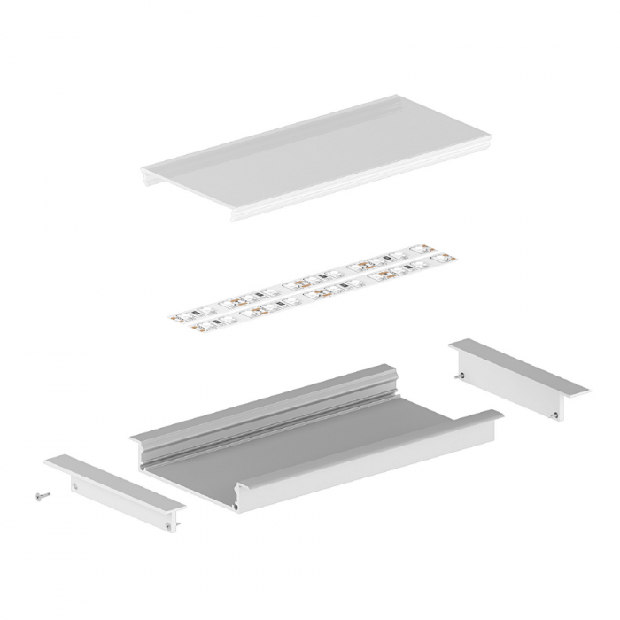Profil Aluminiu LED argint anodizat P21-1 Dispersor opal 2M [5]