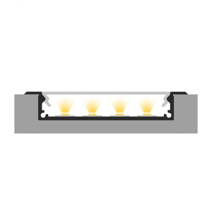 Profil Aluminiu LED negru P21-1 Dispersor opal 2M [2]