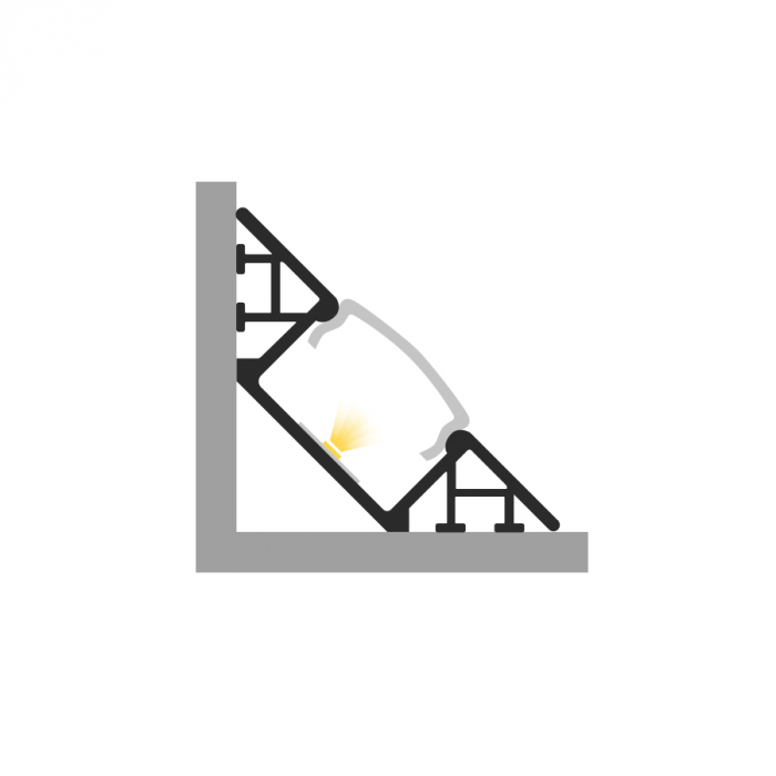 Profil Aluminiu LED argint anodizat P7-1 Dispersor opal 2M [4]