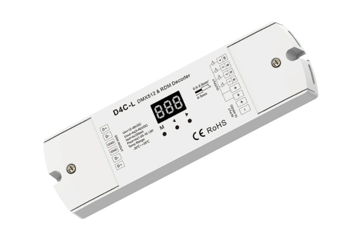 Receptor de curent LED DMX512 - 4 canale - 12-48V DC 4x 350-1200mA 3-45V - Decodor DMX - D4C-L (350-1200MA) [1]
