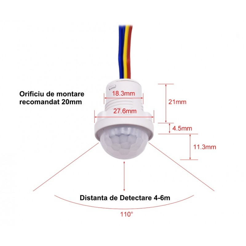 Senzor Pir 110-220V cu 4 Fire 28x37mm [3]