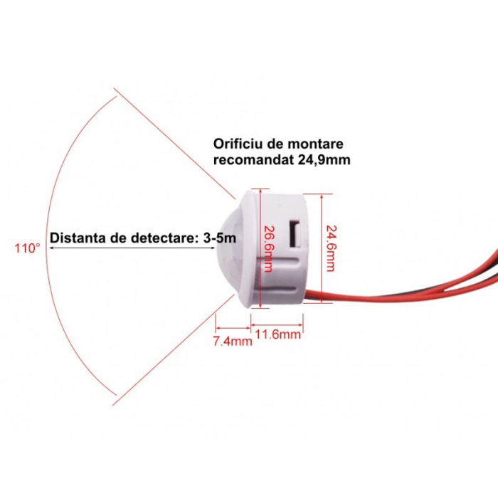 SENZOR PIR 12-24V DC CU 4 FIRE 25X20MM [2]