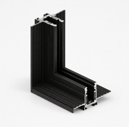 Sina Magnetica Slim 5mm 24V - Conector de colt incastrat negru mat 90° pentru mini sina magnetica TRIMLESS