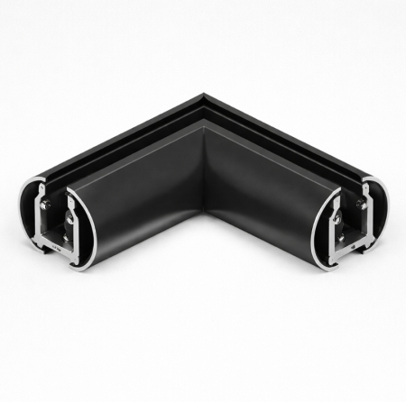 Sina Magnetica Slim 5mm 24V - Conector de colt negru 90° pentru sina magnetica suspendata circulara