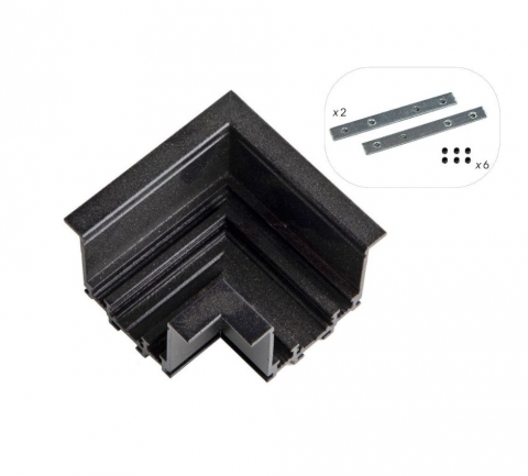Sina magnetica Slim LED 48V - Conector încorporat din aluminiu 90° R-Track ∙ Negru