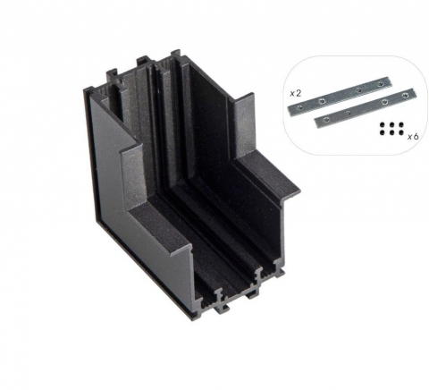 Sina magnetica Slim LED 48V - Conector încorporat din aluminiu de la perete la tavan G-Track ∙ Negru