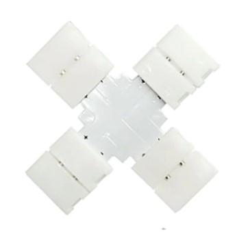 Conectori banda led - Conector X MONO 8mm + Clips - Cruce