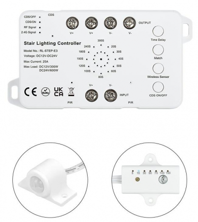 Controler de scara 2x PIR Senzor Miboxer 12-24V 25A [0]