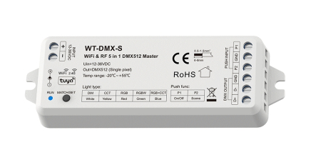 Controler Banda LED - Controler de semnal de control WiFi/2.4Ghz (DMX512) - 12-36VDC - 5in1 - WT-DMX-S