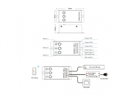 Controler LED - CCT - 12-24V DC 2x10A - V2-C [1]