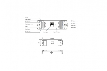 Controler LED DMX512 - 1 canal - 12-24V DC 15A - Decodor DMX - D1-L [2]