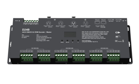 Controler LED DMX512 - 24 canale - 12-24V DC 24x4A - OLED - DMX Decoder/Master - D24B [1]