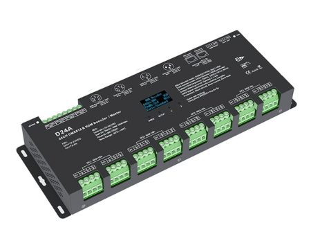 Controler Banda LED - Controler LED DMX512 - 24 canale - 12-24V DC 24x5A - OLED - DMX Decoder/Master - D24A