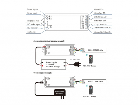 Controler LED - RGB+CCT - 12-24V DC 5x3A - V5-M [2]