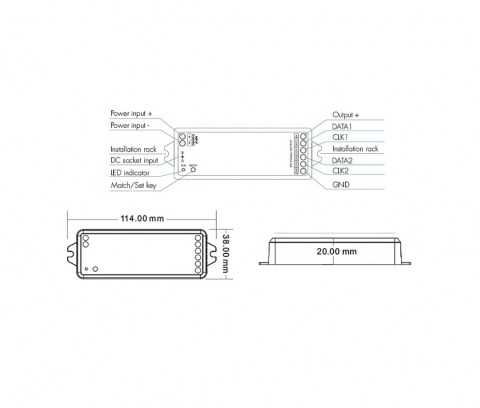 Controler SPI LED (WiFi) - pentru benzi LED digitale - 8A 5-24V DC - 1000 pixeli - WT-SPI [1]