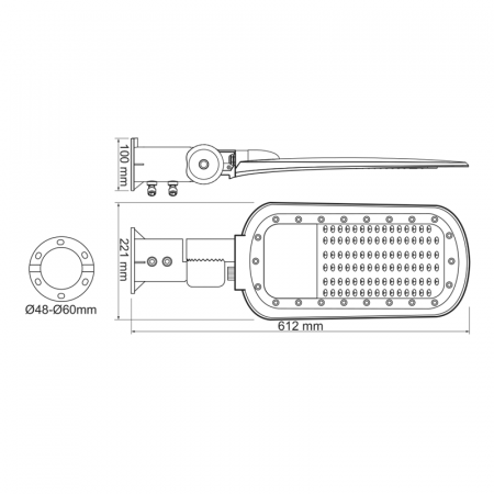 Corp De Iluminat Stradal LED 150W 19500LM 4000K 140x90˚ clasa I 230V AC IP66 [2]