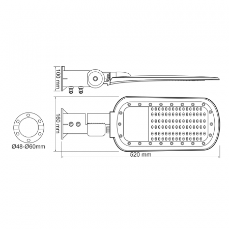 Corp De Iluminat Stradal LED 40W 5600LM 4000K 140x90˚ clasa I 230V AC IP66 [2]