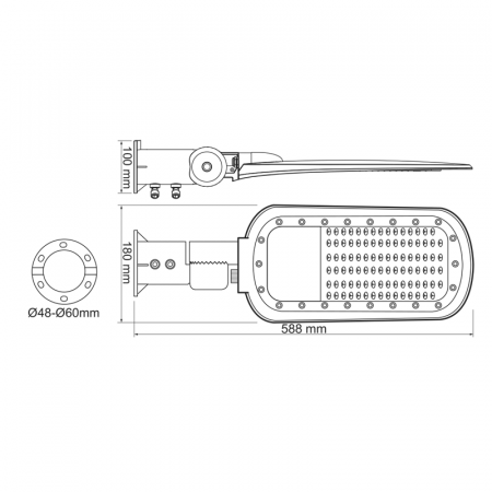 Corp De Iluminat Stradal LED 60W 8400LM 4000K 140x90˚ clasa I 230V AC IP66 [2]